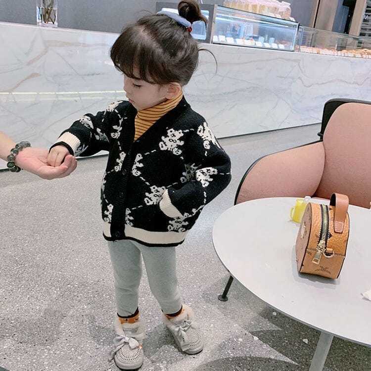 韩系童装2025春款外套新款宝宝毛衣儿童卡通女孩针织开衫韩版潮