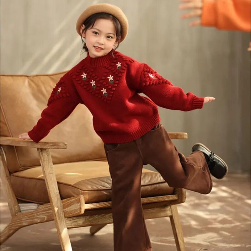 童装女童毛衣秋冬装2025新款宝宝儿童冬季加厚打底衫女孩圆领上衣