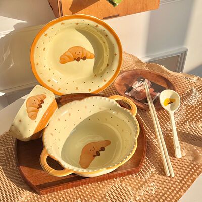 水果可颂可爱陶瓷碗家用2026新款一人食餐具碗碟套装饭碗汤碗盘子