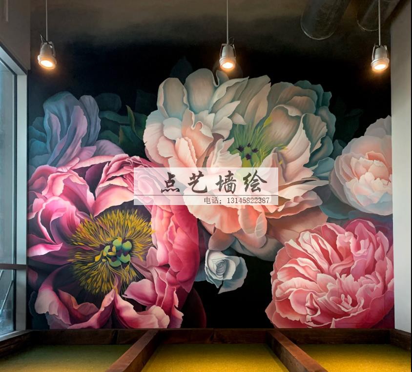 北欧风客厅装饰画现代餐厅壁画海景轻奢卧室床头墙绘手绘花卉画