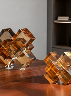 现代轻奢金属几何售楼摆件客厅电视柜样板间高档酒店玄关软装饰品