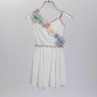 儿童芭蕾舞演出白色丘比特cos雪纺吊带练功服舞台演出舞蹈服定制
