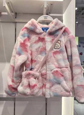 斯凯奇儿童26春季新款女童时尚印花渐变百搭运动休闲外套L126G015