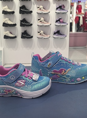 斯凯奇儿童25年春季新款女童时尚舒适闪灯休闲运动鞋303060L/1N