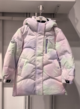 斯凯奇儿童25冬季新款滑雪系列女童中长款羽绒服保暖外套P425G027