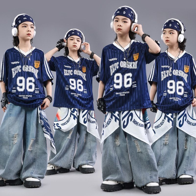 街舞儿童潮服少儿服装hiphop童装架子鼓演出服男童嘻哈宽松套装酷