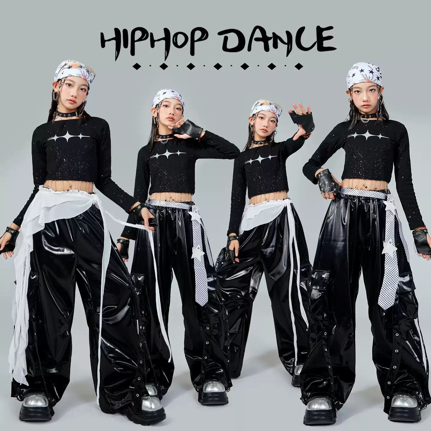 爵士舞女童服装潮酷时髦儿童街舞表演出服少儿炸街女孩舞蹈练功服