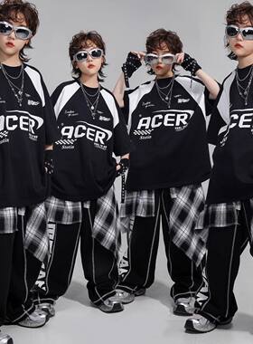少儿街舞服装男童嘻哈短袖宽松裤子套装女孩hiphop演出服儿童潮服