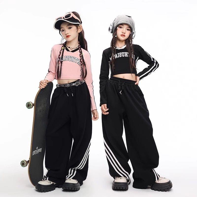 爵士舞服装套装女孩韩版露脐上衣