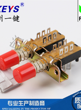 PBS-22H18-15-2联按键/琴键开关 6脚有锁 带支架和孔KAN-2H