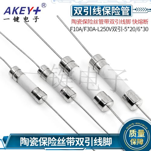 陶瓷保险丝管带双引线脚 F10A/F30A-L250V双引-5*20/6*30 快熔断