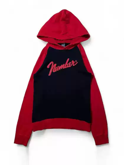 Autonomous Numbernine the High Streets Hoodie 05Aw Black and Red Patchwork Cracked Sweatshirt
