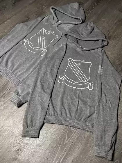 Autonomous Number (N)Ine Style Aw01 Shield Crest Gray Hoodie Gray Shield Emblem Sweatshirt