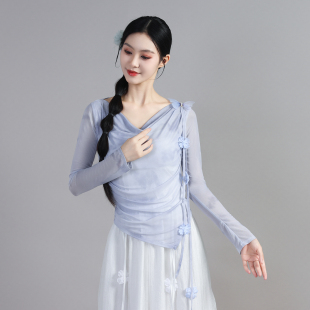 古典舞蹈服身韵弹力网纱纱衣飘逸练功服中国舞艺考基础训练演出服