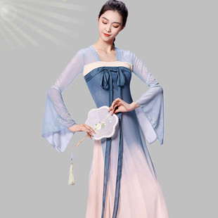 古典舞舞蹈服女飘逸汉唐齐胸飘带身韵长款 纱衣中国舞演出服装 古风