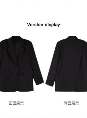 pusumede 黑色休闲西装外套女高级韩版后开叉宽松气质长袖小西服