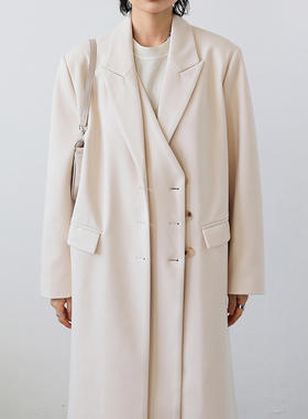 CYX 毛呢大衣女秋冬新款双门襟复古气质过膝中长款妮子外套