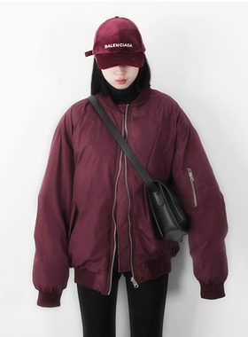 CYX 冬装新款宽松BF风正反两穿棒球棉服外套中长款