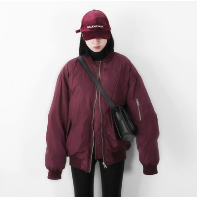 CYX 冬装新款宽松BF风正反两穿棒球棉服外套中长款