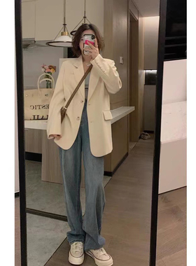 2026新款chic白色西装外套女春秋休闲高级设计感小众宽松气质西服