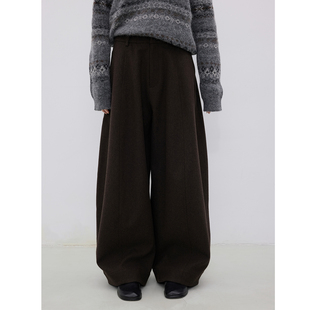 饭馆 毛呢杨桃裤 羊毛色纺针织底秋冬廓形量感休闲裤女