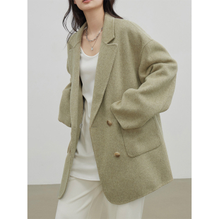 式 CHICVEN 高级感气质羊毛双面毛呢外套手工西装 新款 呢大衣 冬季