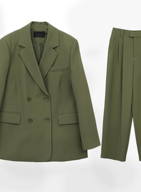 CHICVEN「冥静臆想症」通勤简约宽松西装外套高腰阔腿裤两件套女