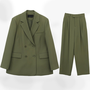 CHICVEN「冥静臆想症」通勤简约宽松西装 两件套女 外套高腰阔腿裤