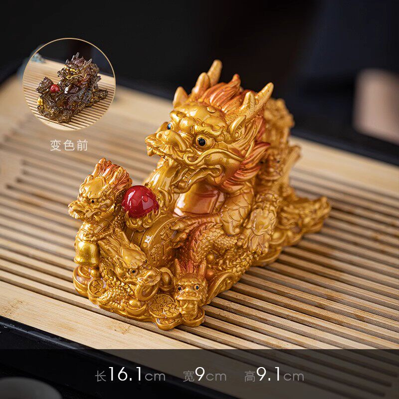 九龙戏珠变色茶宠摆件精品可养茶玩生肖龙吉祥物招财茶桌茶道装饰