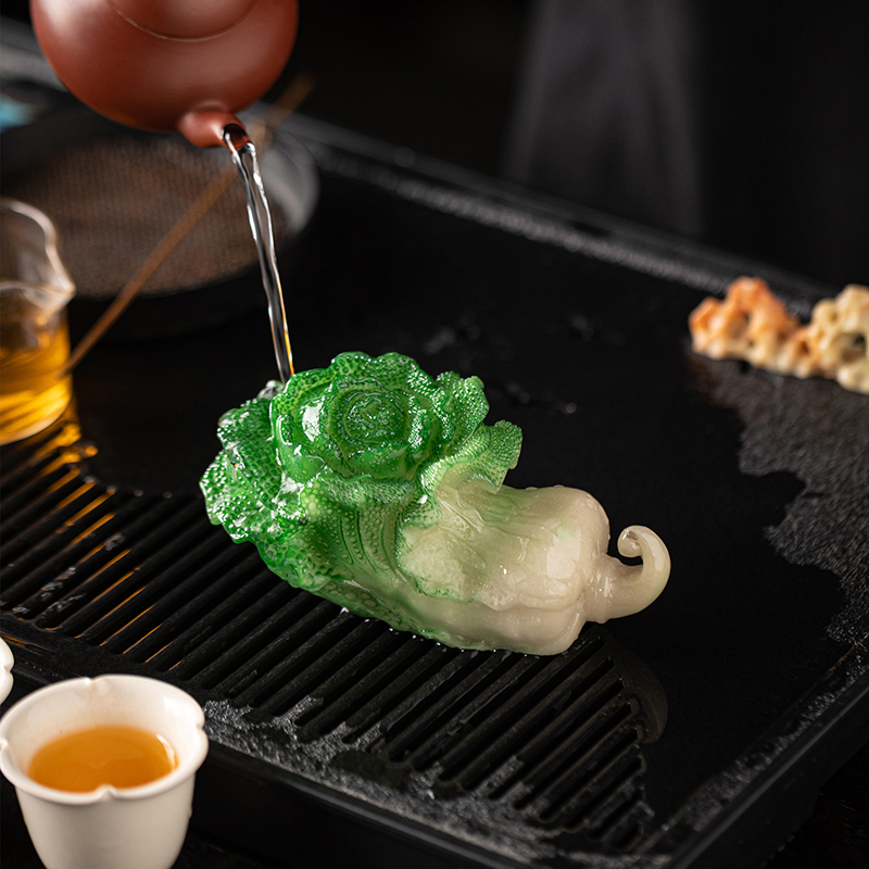 变色茶宠摆件可养招财白菜茶桌