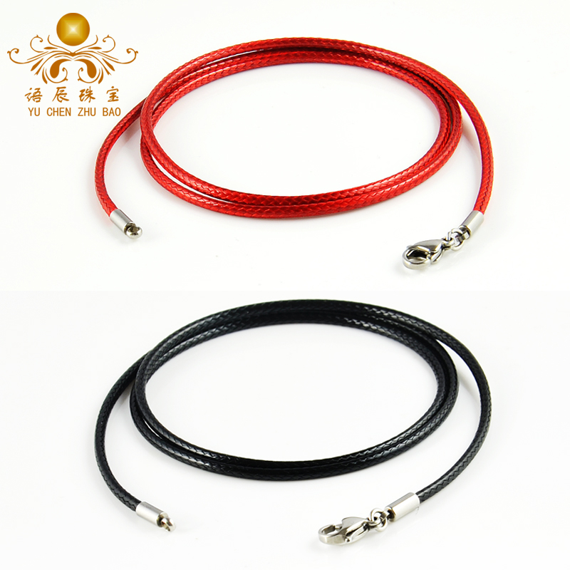 项链绳饰品吊坠挂绳红黑色蜡皮绳子男女款玉佩金吊坠锁骨链挂件绳