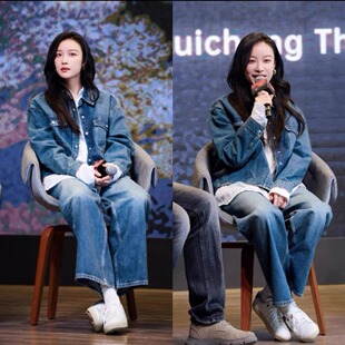 倪妮明星同款气质女装高级感法式复古宽松显瘦牛仔衬衫外套上衣潮