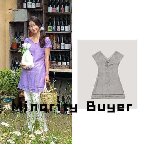 现货 买手店 FARVEN fever同款小众V领收腰修身系带短款连衣裙