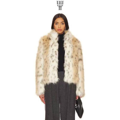 Unreal Fur 易梦玲同款雪豹纹环保皮草夹克保暖外套