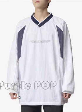 POP买手店Martine rose 23秋冬款黑白V领字母冰球服长袖卫衣