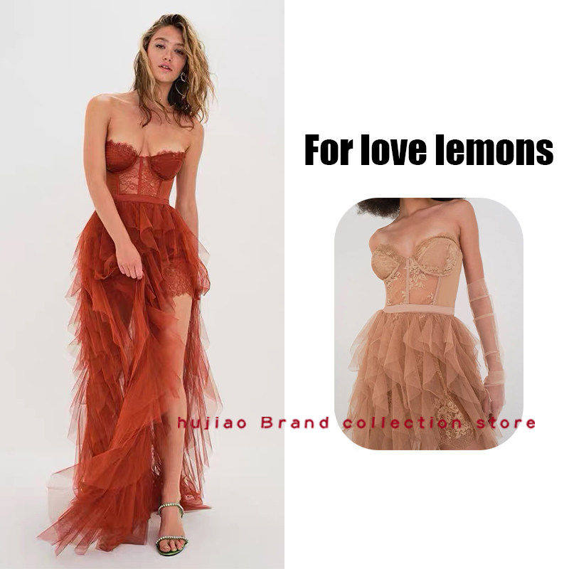 煳椒 澳洲 For Love and Lemons 性感蕾丝抹胸连衣裙轻礼服