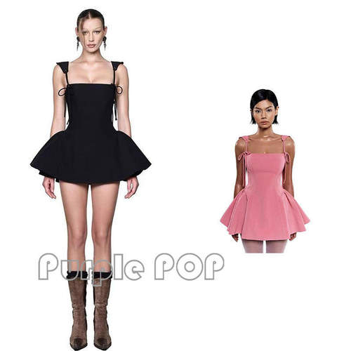 POP买手店 Lseoul 25SS新款时尚百搭纯色修身吊带连衣裙