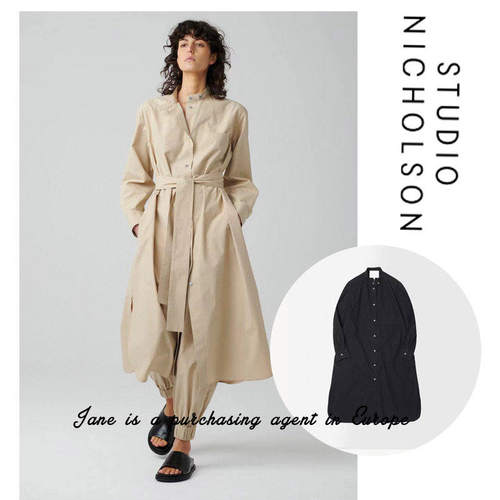 国现 英国 Studio Nicholson 22纯棉腰带衬衫式直排扣连衣裙