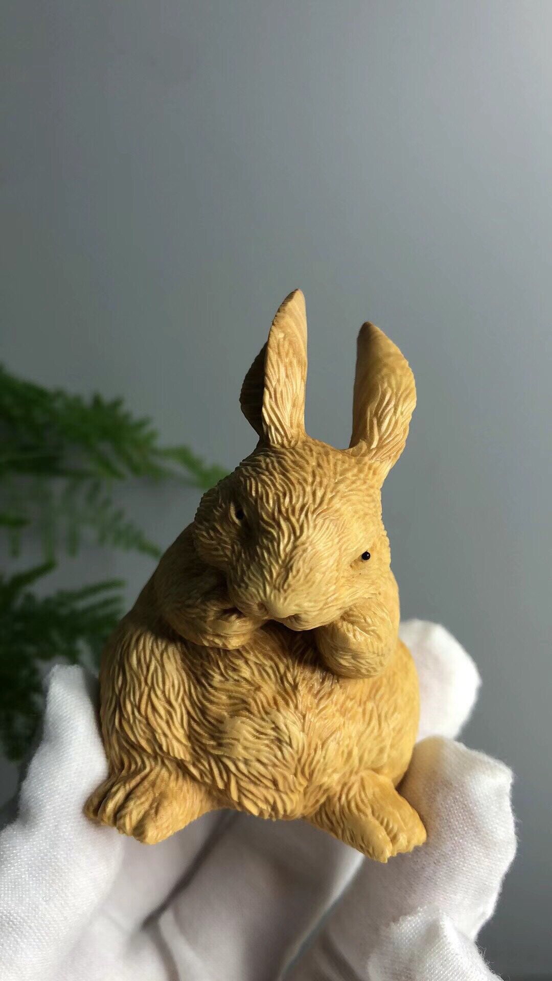 木雕摆件家居装饰品创意礼物小萌兔小叶黄杨木礼盒装