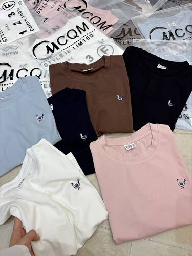 MCQM 26夏上新常规冰爽棉卡通小刺绣短袖T恤女显瘦百搭弹力上衣女