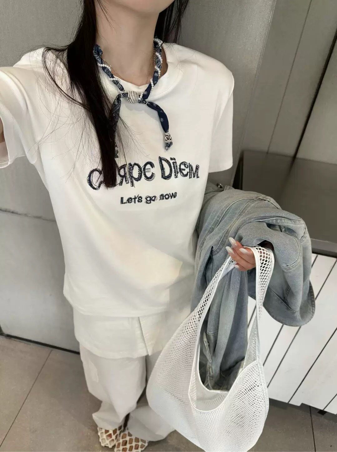 韩伊hanyi正品时尚简单字母刺绣短袖T恤上衣26春夏网红款短袖上衣