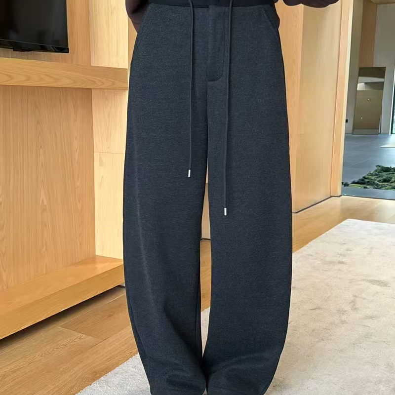 韩范LY880冬款25韩版百搭女抽绳特色拼接腰围保暧奥丽绒阔腿裤