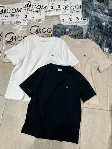MCQM常规款早秋简约豹纹小标正肩T恤基础显瘦休闲短袖上衣