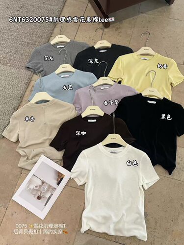 闰熙runxi正品26秋上新显瘦设计感贝壳扣短袖T恤打底衫女百搭0075