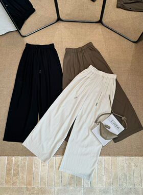 J J良品6879天丝麻慵懒风阔腿休闲裤垂感宽松直筒长裤子女26新款