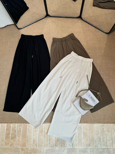 J J良品6879天丝麻慵懒风阔腿休闲裤垂感宽松直筒长裤子女26新款