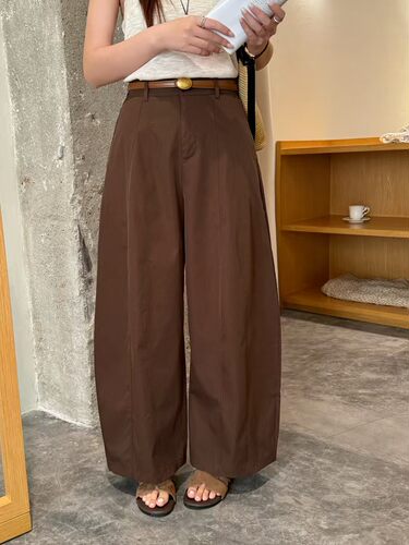 乐奕LY589韩版高腰显瘦休闲裤女2026夏宽松百搭弯刀气球裤子