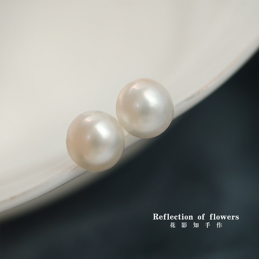 海水白色马贝珍珠耳钉简单基础款耳钉