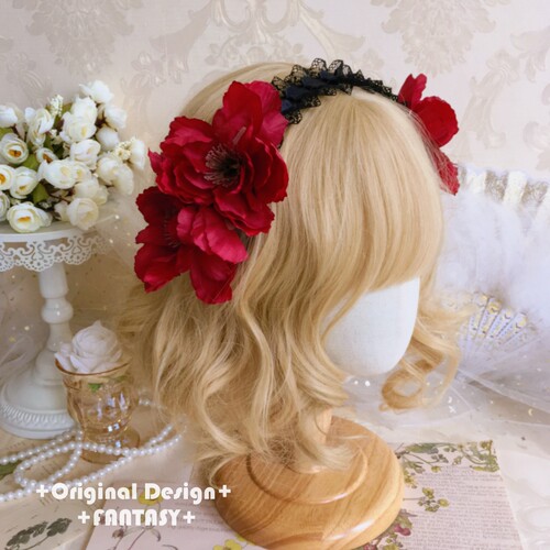 花朵洛丽塔蕾丝发带原创