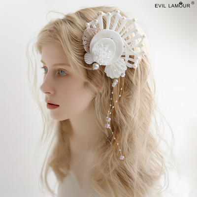 梦幻洛丽塔贝壳海星珍珠发夹lolita人鱼姬发夹汉洋折中发饰